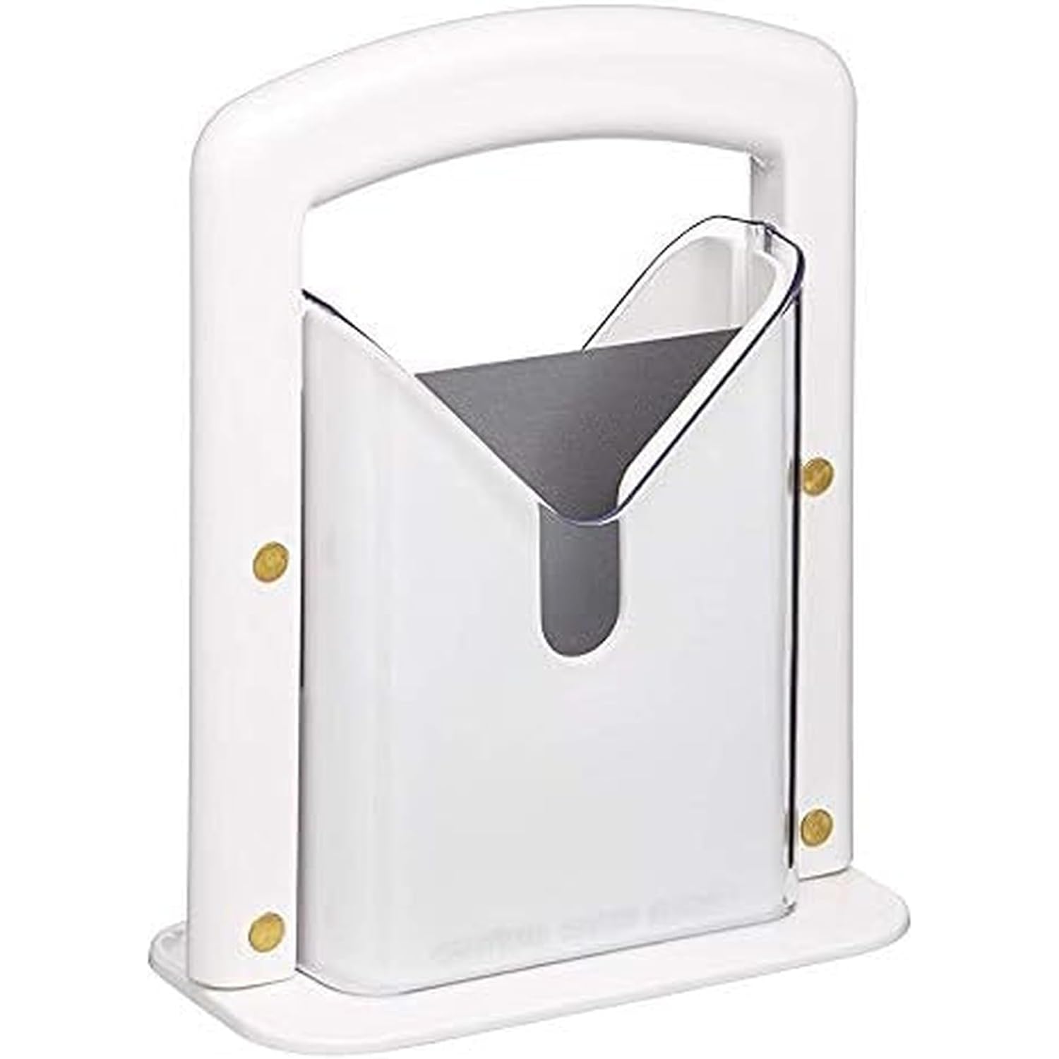 Hoan Bagel Biter Slicer and Cutter with Safety Shield - Serrated Blade Cuts Bagels, Muffins, Buns and Rolls - Dishwasher Safe Bagel Guillotine, 9.25 Inches Tall, White