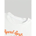 SweatyRocks Women's Tequila Print Y2k Slim Fit Crop Top Slogan Graphic Cute Short Sleeve T Shirts Orange White