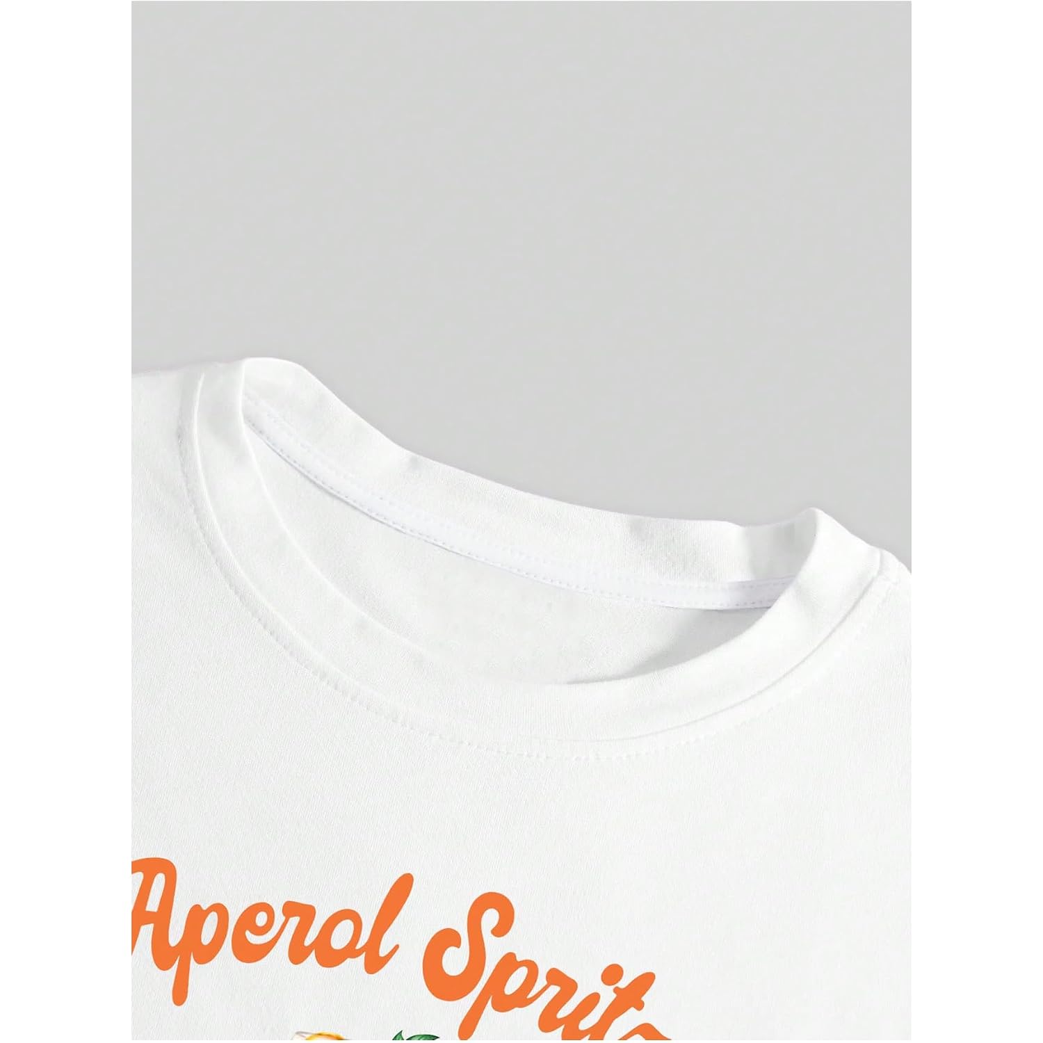 SweatyRocks Women's Tequila Print Y2k Slim Fit Crop Top Slogan Graphic Cute Short Sleeve T Shirts Orange White