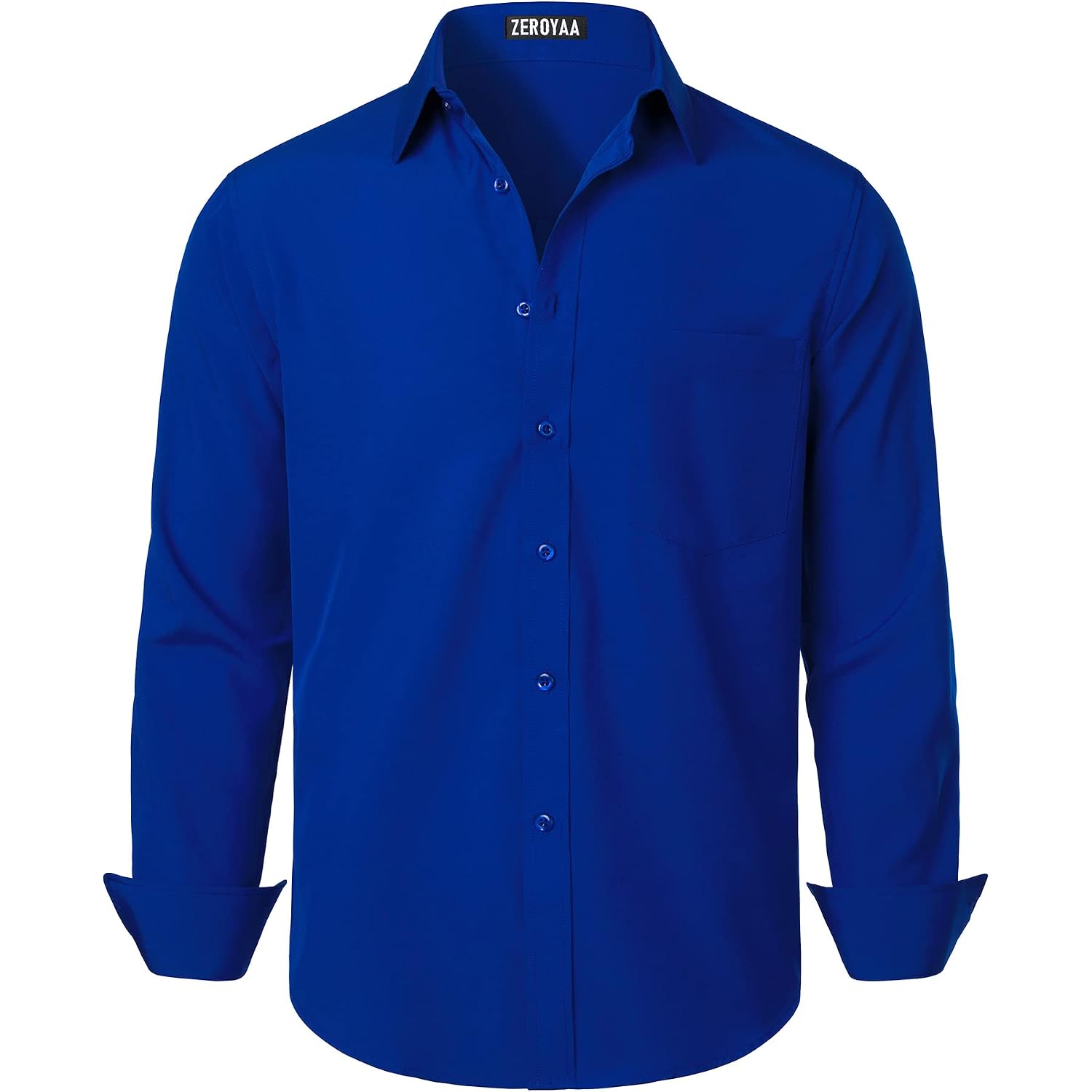 Zeroyaa Men'S Regular Fit Dress Shirt Solid Wrinkle-Free Long Sleeve Casual Business Button Up Shirts With Pocket