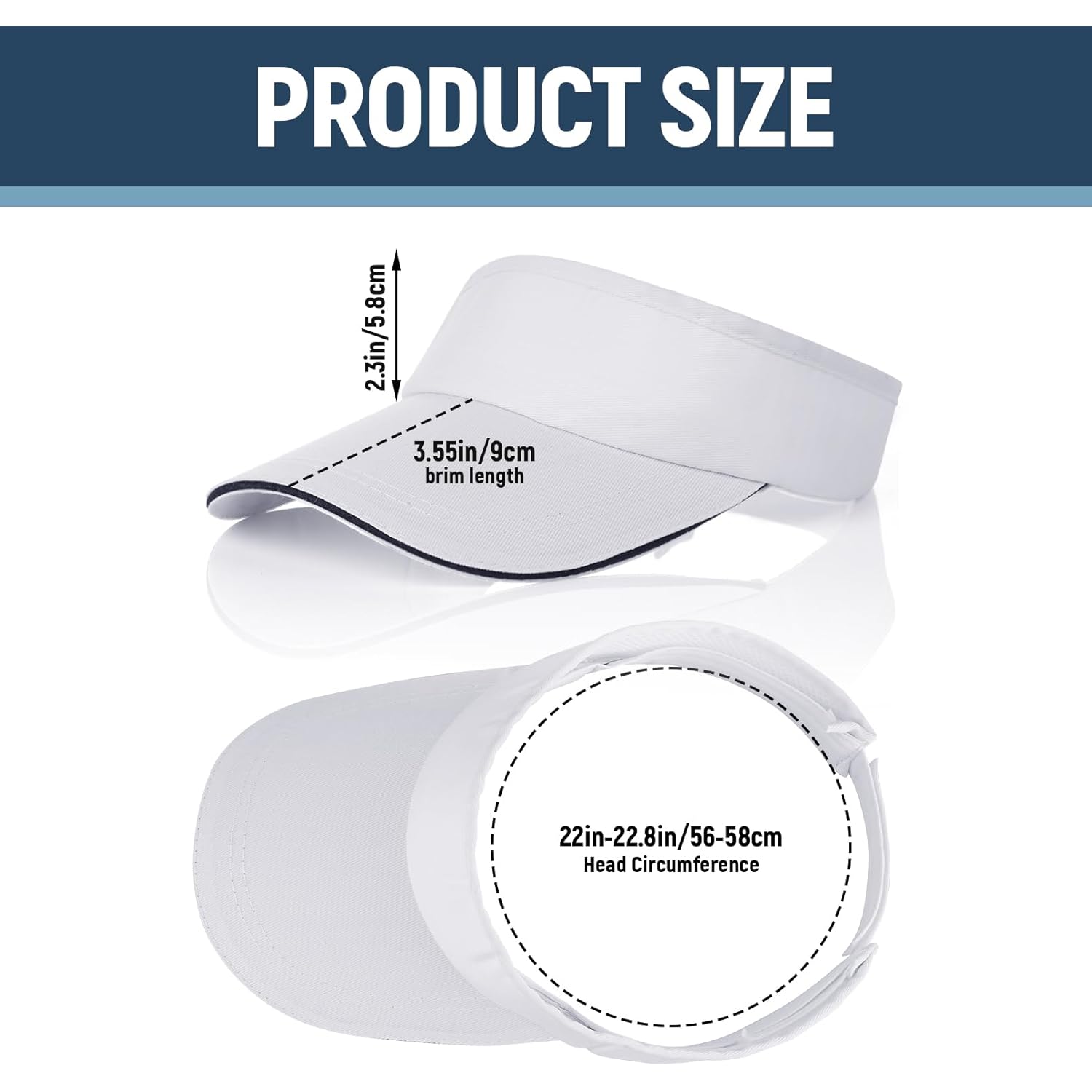 Sun Visor Hats for Women UV Protection, Adjustable Sports Visor for Running Golf Tennis Softball White