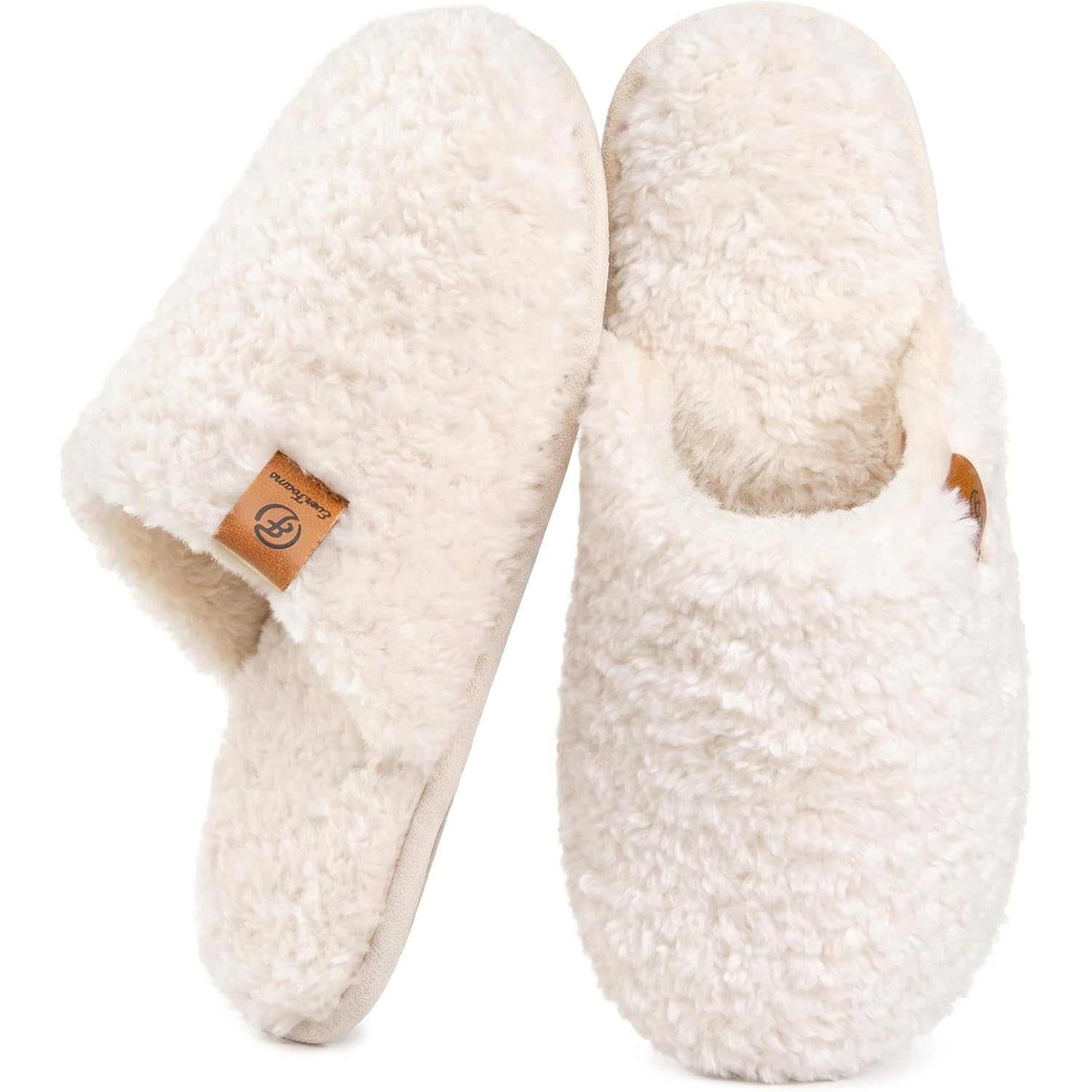 Everfoams Women'S Fuzzy Slippers Warm Cozy Memory Foam Indoor House Shoes