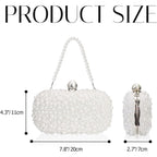 Women Pearl Clutches Noble Crystal Beaded Evening Handbag Chain Strap Shoulder Bag For Wedding Bridal Party Prom