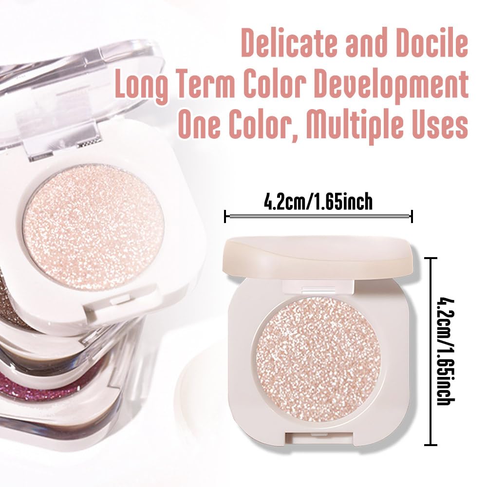 Feicuiyun Glitter Shimmer Sparkle Eye Shadow Palette Makeup For Older Women, Pearl White Silver Glitter Shimmer Metallic Holographic Iridescent Cream Iridescent Single Monochrome Eyeshadow Makeup, 11