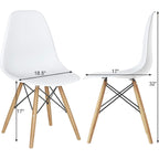 Giantex Dining Chairs Set Of 2 White, Pre Assembled Mid Century Modern Dining Chairs With Wood Legs, Armless Kitchen Chairs, Plastic Dining Side Chair For Dining Room, Kitchen, Living Room