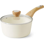 SENSARTE Ceramic Nonstick Sauce Pan with Lid, 1.5 Quart Small Saucepan, White Cooking Pot with Stay Cool Handle, Non toxic Kitchen Sauce Pot, Non stick Saucier Pan, Induction Pot, PFOA PTFE PFAS Free