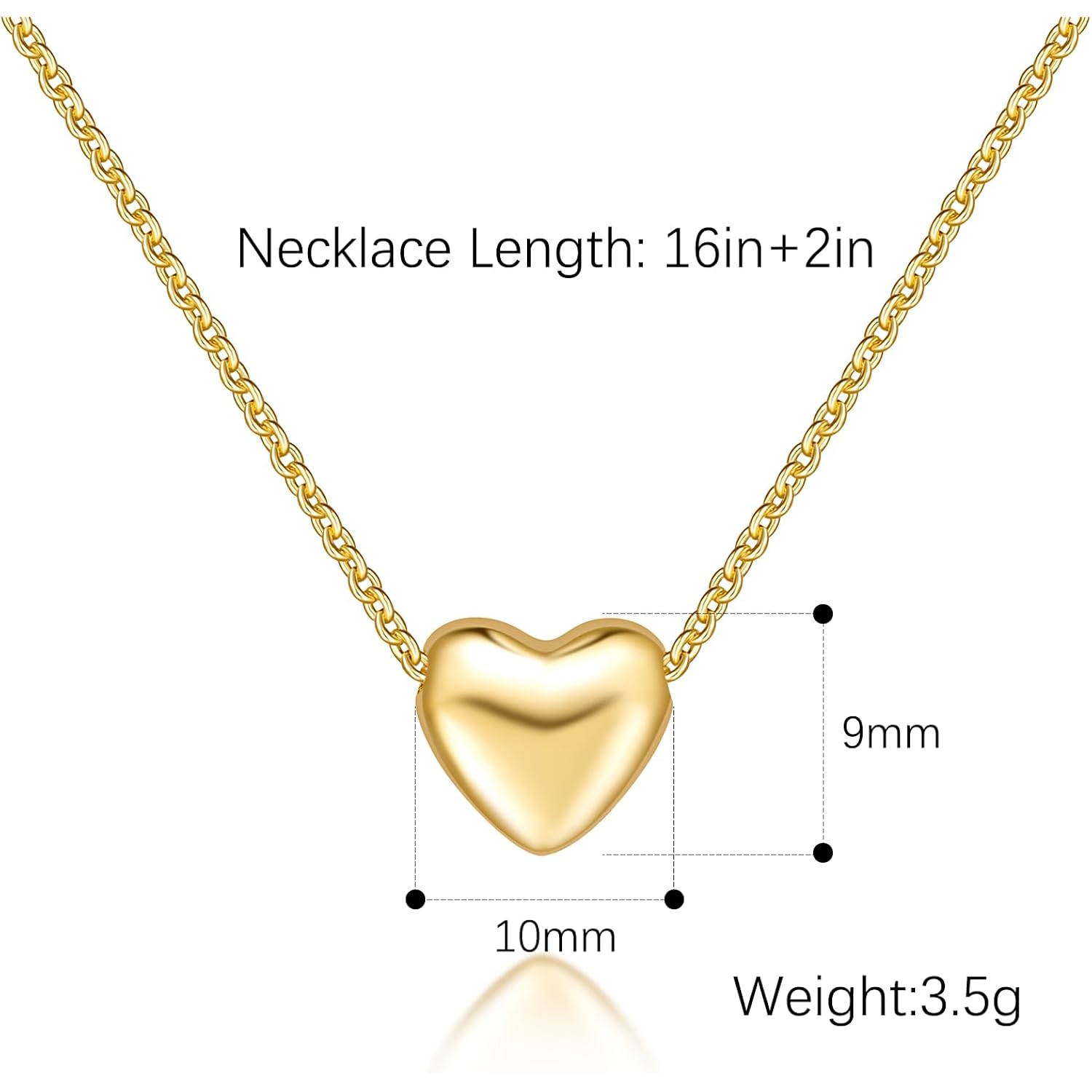 Gold Necklace for Women 14K Gold Pendant Necklaces for Women Charm Beauty Elegance and A Hint of Romance Dainty Heart Pendant Necklaces With Adjustable Length 18in