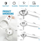 Small Funnels For Filling Bottles, 3 Pcs Stainless Steel Kitchen Funnel Set, Food Grade Mini Metal Funnel For Transferring Oil Liquid, Easy Cleaning With A Brush (Long Handle)