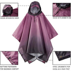 Hooded Rain Poncho For Adult, Waterproof Lightweight Raincoat For Hiking Camping