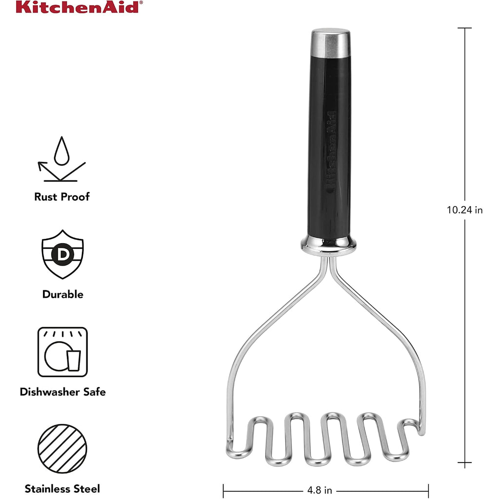 Kitchenaid Gourmet Stainless Steel Wire Masher, 10.24-Inch, Black