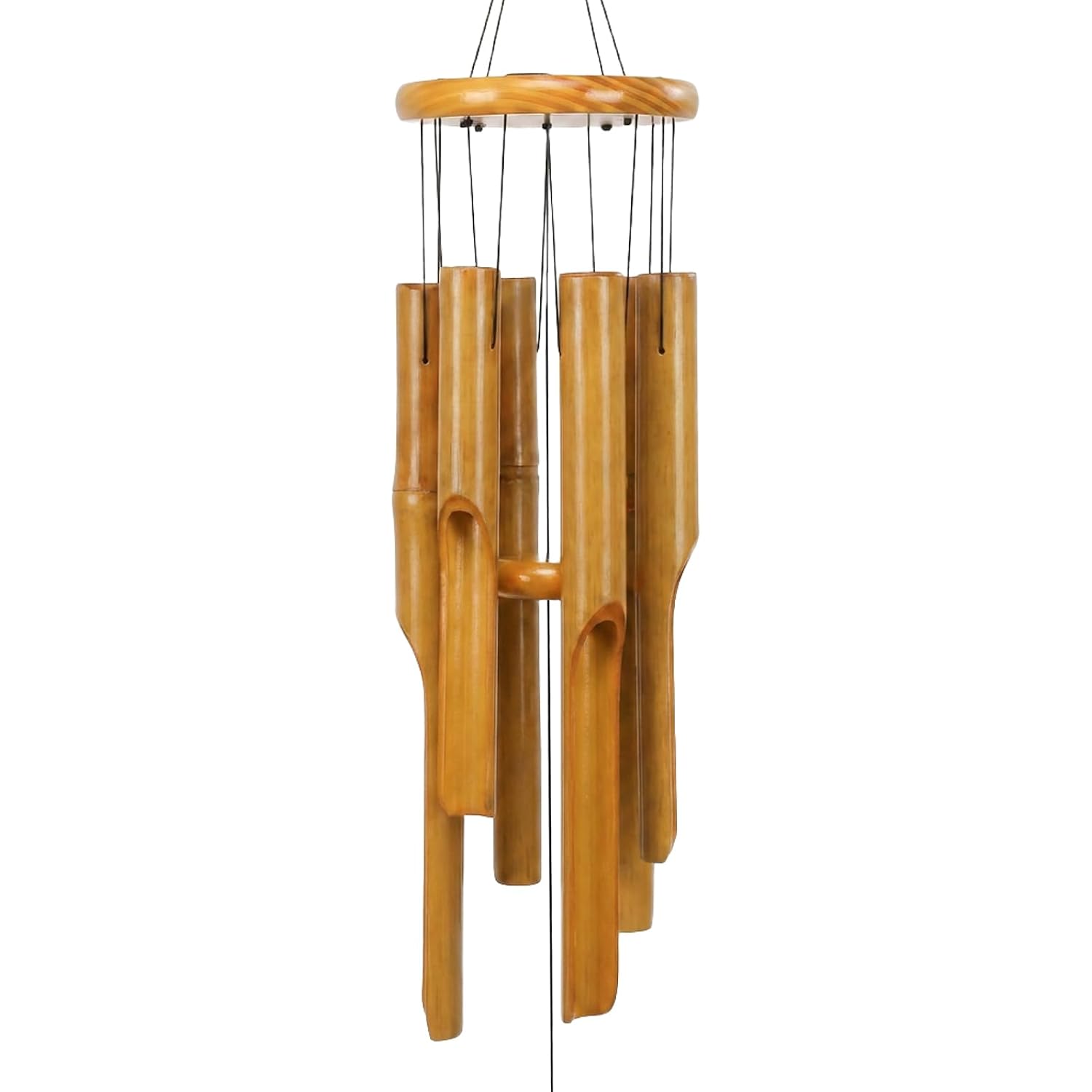 Bamboo Wind Chimes, Deep Tone Wooden Wind Chime Outdoor Garden Decor | Natural Wooden Wind Chimes For Outside With Soothing Tones, Durable Outdoor Design, Easy Hanging Hook, Perfect Garden Decor