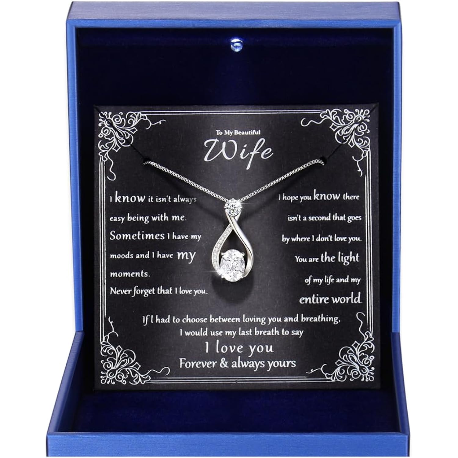 1.5CT Moissanite Infinity Pendant Necklace in Gift Box|Anniversary Wedding Gifts for Women Wife Her|S925 Sterling Silver 18K White Gold/Gold Filled|Jewelry for Birthday Christmas Valentines Day