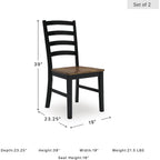 Signature Design By Ashley Wildenauer Dining Chairs Set Of 2, Modern Farmhouse Wood Side Chairs With Solid Wood Frame, Contoured Mango Veneer Seat, Casual Kitchen Seating, Black And Brown