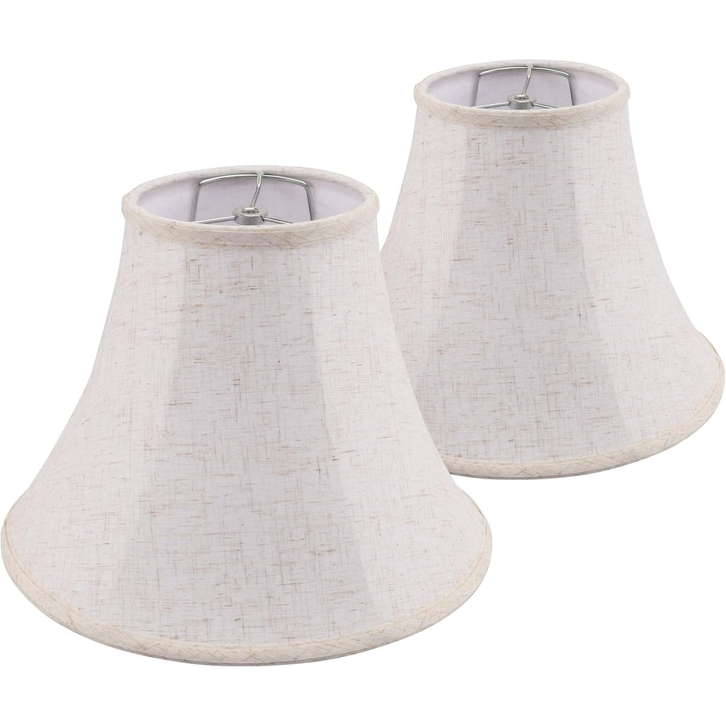 Beige Bell Lamp Shade Set Of 2, 6"Top X 13"Bottom X 9.3"High, Replacement Medium Lamp Shade For Table Lamp And Floor Lamp, Fabric Natural Linen, Assembly Required