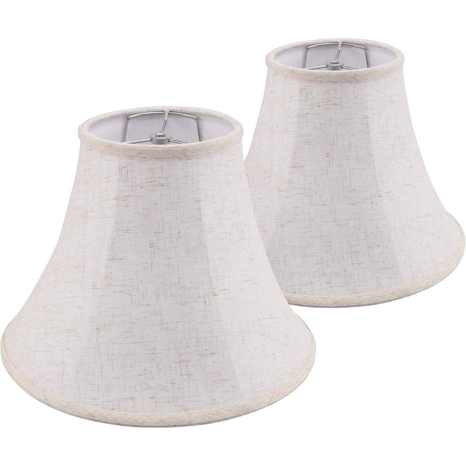 Beige Bell Lamp Shade Set Of 2, 6"Top X 13"Bottom X 9.3"High, Replacement Medium Lamp Shade For Table Lamp And Floor Lamp, Fabric Natural Linen, Assembly Required