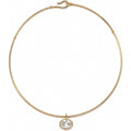 Gold Oval Bezel Collar Charm Necklace