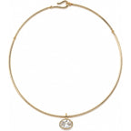 Gold Oval Bezel Collar Charm Necklace