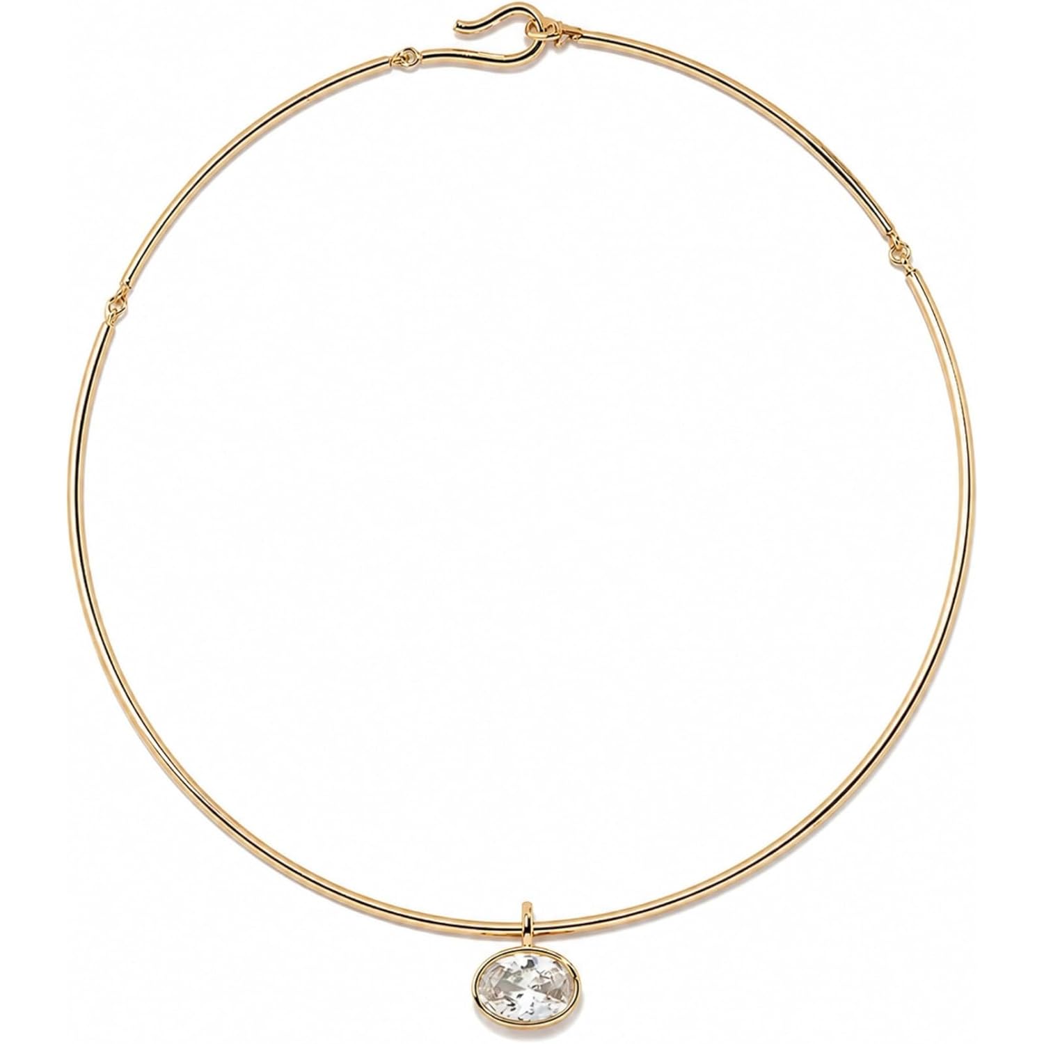 Gold Oval Bezel Collar Charm Necklace