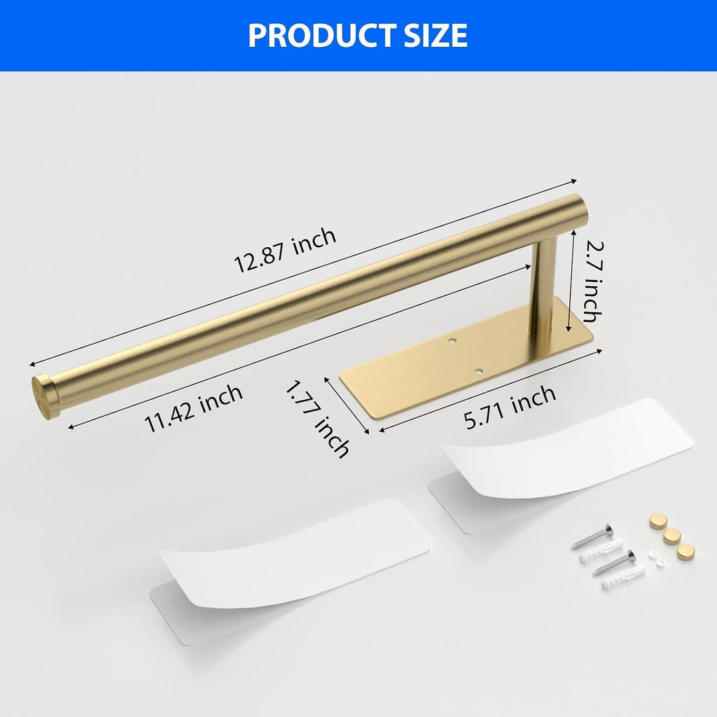 Paper Towel Holder Under Cabinet, Self-Adhesive,No Drilling, Stainless Steel, Wall-Mounted For Kitchen And Bathroom, Easy Install, Durable, Space-Saving, Ideal For Home, Rv (Gold, 1 Pack)