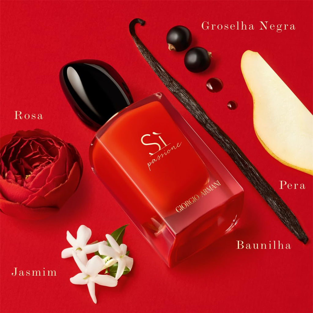 Armani Beauty - Sì Passione - Eau de Parfum - Vanilla Perfume for Women - Floral Citrus Fragrance - Blackcurrant Nectar, Damascena Rose, Black Tea Notes
