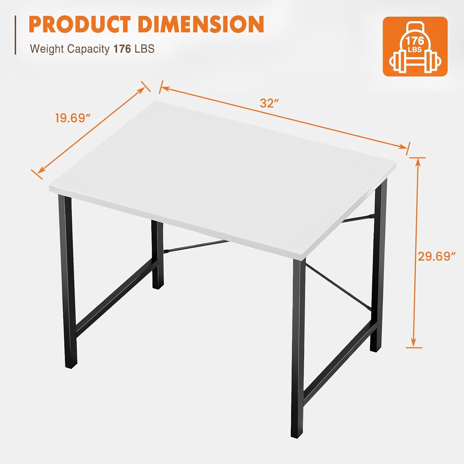 Sweetcrispy 32-Inch Small Computer Desk For Bedroom, Modern White | Gaming Writing Work And Study Desk For Home Office, Sturdy Metal Frame And Compact Modern Design With X-Shaped