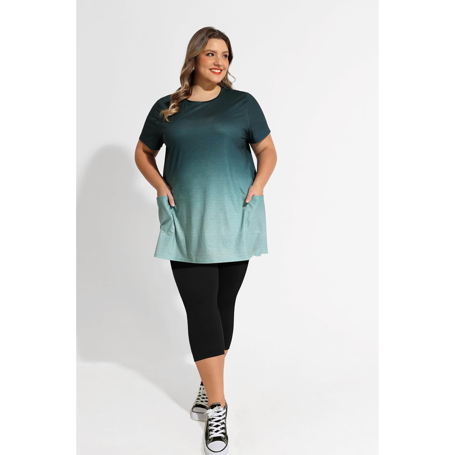 Ritera Plus Size Tops For Women Long Tunic Tops Summer Long Shirts Short Sleeve Spring Tops With Pockets For Leggings Xl-5Xl