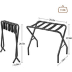 Amhancible Luggage Rack, Foldable Suitcase Stands Set Of 2, Metal Luggage Holder For Guest Room, Bedroom, Hotel, Holds Up To 110 Lb, Easy Assemble, Black Hlr01Bk
