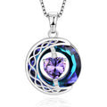 LIANYU Necklace for Womens Blue Sapphire Necklace Moon Pendant S925 Sterling Silver Crystal Jewelry for Women Pendant Birthday Gifts for Wife Gifts Valentine Anniversary