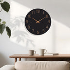 Large Wall Clock 16 Inch Black Battery Operated Silent Non Ticking Simple Minimalist Rose Gold Numbers Clock Decorative For Bedroom Living Room Kitchen Home Office