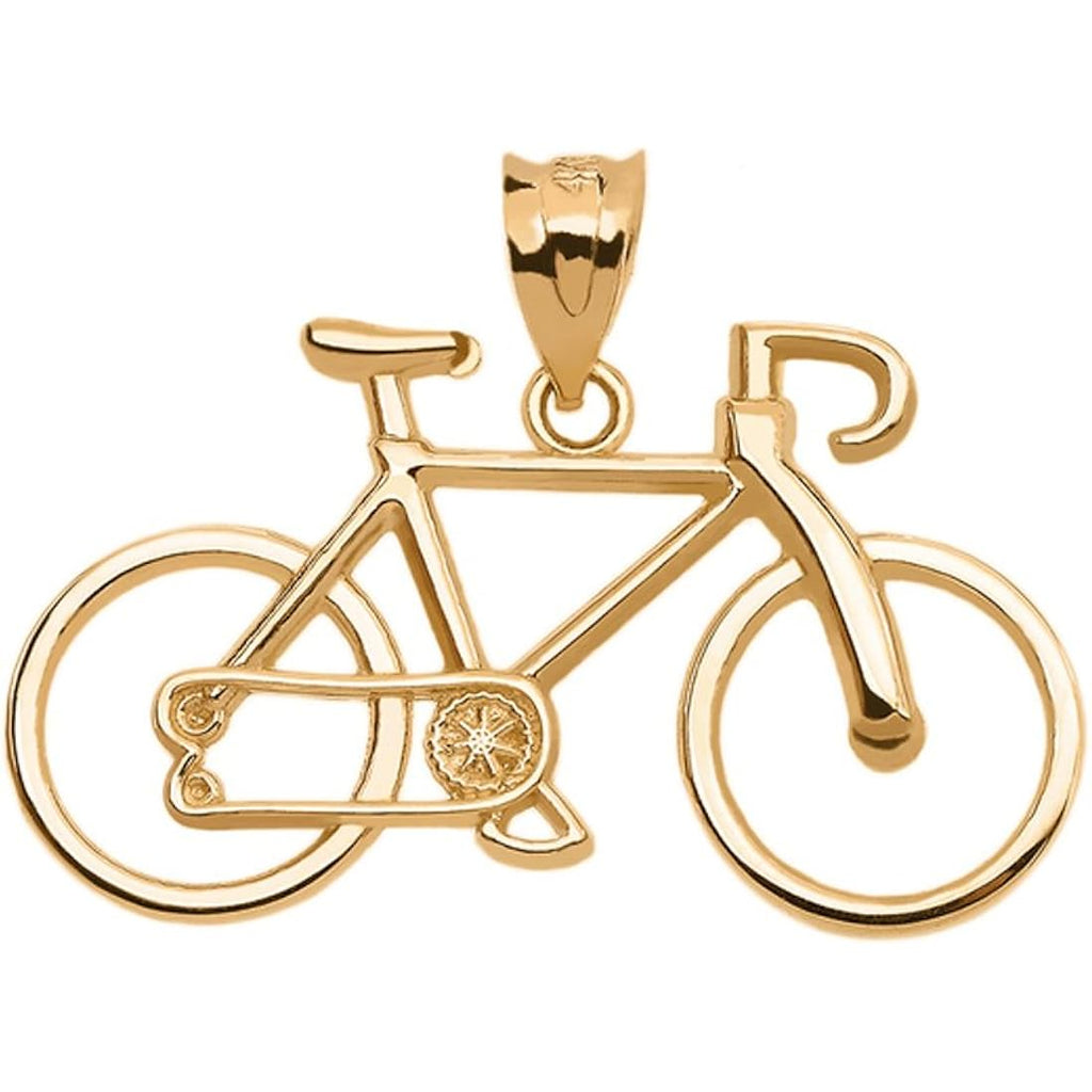 Bicycle Sports Charm Bike Pendant Necklace in 10k Yellow Gold