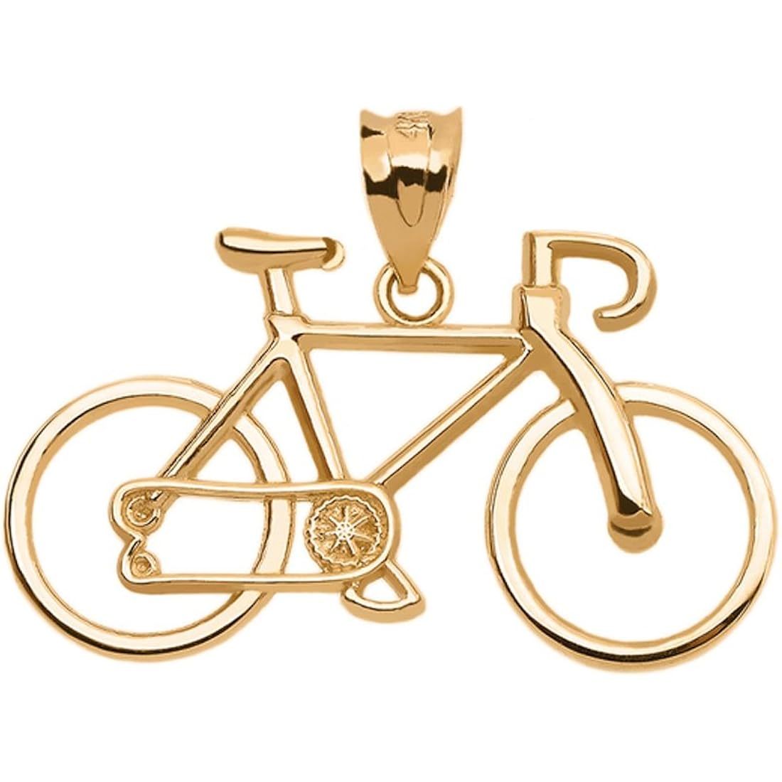 Bicycle Sports Charm Bike Pendant Necklace in 10k Yellow Gold
