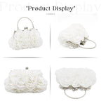 Women Evening Clutch Bag Floral Satin Small Purses With Detachable Strap For Wedding, Party, Prom
