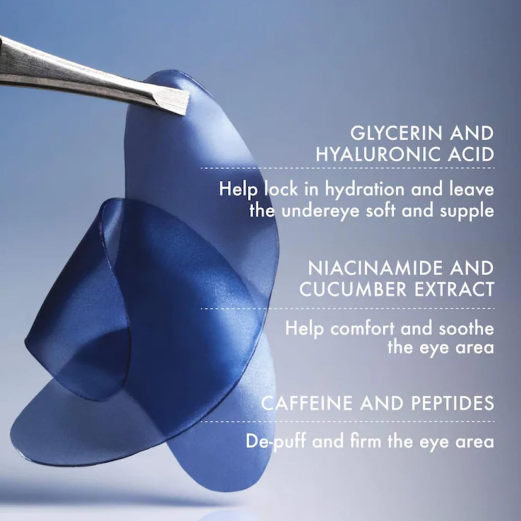Summer Fridays Jet Lag Hydrating Eye Patches - De-Puffing Hydrogel Under Eye Masks With Hyaluronic Acid, Caffeine + Peptides - Soothing + Refreshing At-Home + Travel Skin Care (6 Pairs)