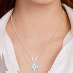 0.5 to 10 Carat 14K White Gold Lab Grown Diamond Solitaire Pendant Necklace, Round Cut Solitaire, 4-Prong Setting, Jewelry for Women (E-F, VS)