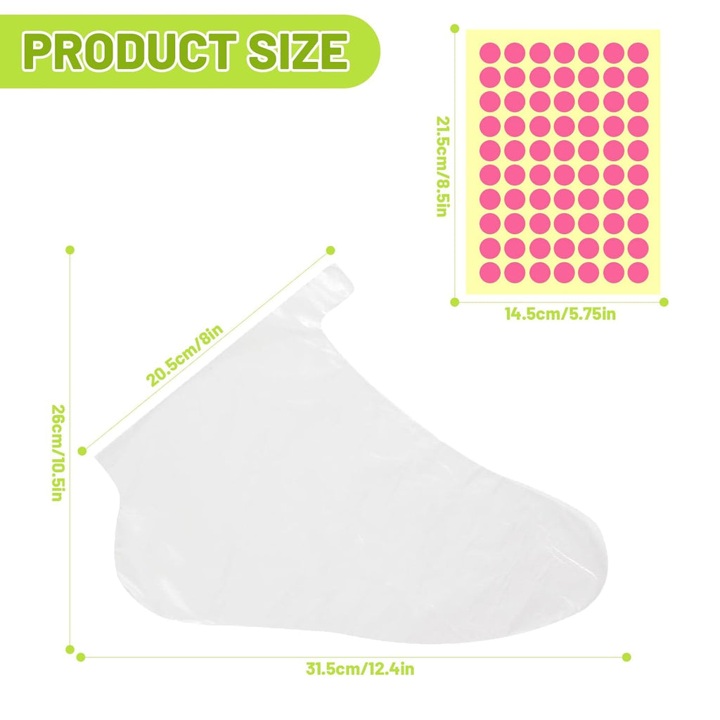 200 Pcs Disposable Foot Covers For Wax Therapy Plastic Waterproof Foot Mask Socks With Adhesive Stickers Home Pedicure Supplies Leak-Proof