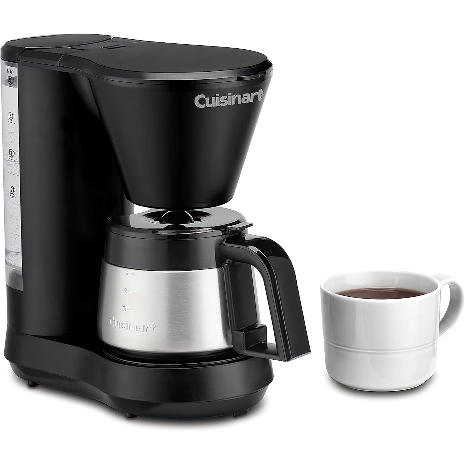 Cuisinart 5-Cup Coffee Maker With Stainless Steel Carafe, Coffee Machine With Removable Water Reservoir, Charcoal Water Filter, 30-Minute Keep Warm, And Brew Pause, Dcc-5570Nas, Stainless Steel