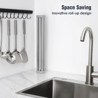 Tomorotec Roll Up Dish Drying Rack Over Sink, 17.7X15.5In, 304 Stainless Steel With Bpa-Free Silicone Edges, Heat-Resistant Trivet For Hot Pans, Holds Up To 70 Lbs, Rolls Up For Compact Storage