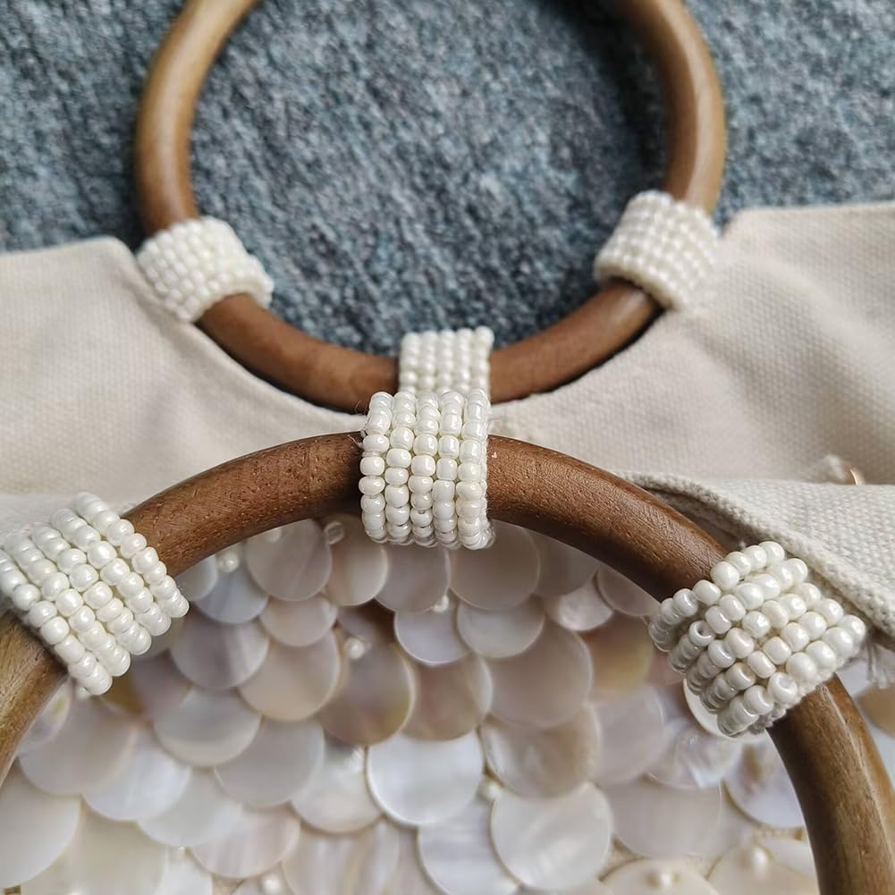 Shell Beaded Clutch Purse For Women Luxury Handmade Top Handle Bag Beach Evening Handbag For Summer Vacation