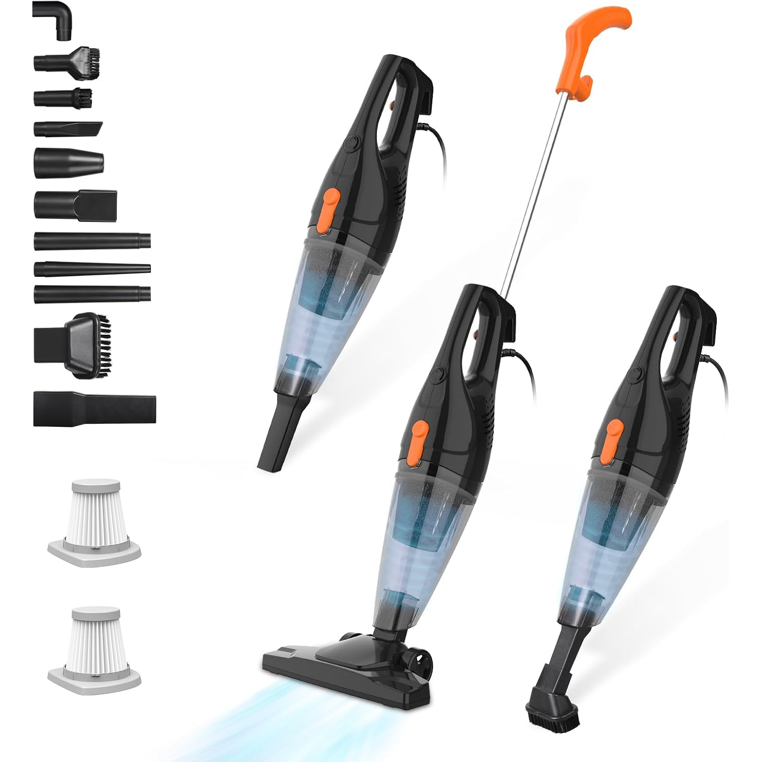 Tc-Junesun Corded Vacuum Cleaner, 12 In 1 Ultra-Lightweight Small Vacuum Cleaners For Home Dorm 15Kpa Powerful Corded Stick Vacuum With Hepa Filter For Home, Car, Pet Hair, Carpet, Hard Floor