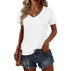 2 Pack Womens Summer Tops V Neck Short Sleeve T Shirts 2026 Basic Casual Tees Trending Clothes
