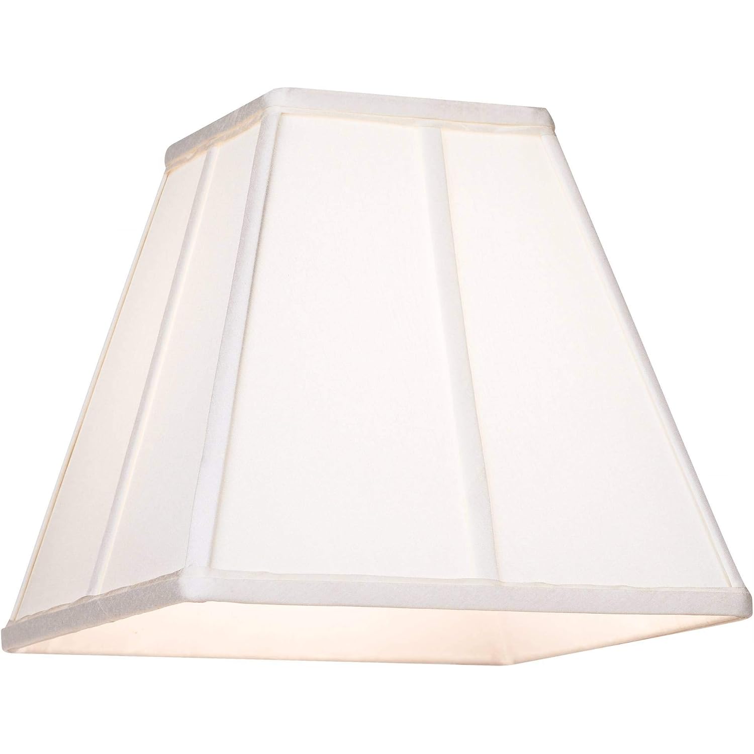 Ivory Classic Medium Square Lamp Shade (Pre-Assembled) 5.25" Top X 10" Bottom X 9" High X 9" Slant (Spider) Replacement With Harp And Finial