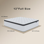 Full Size Mattress, 12 Inch Full Hybrid Mattresses With Memory Foam And Individual Pocket Spring For Motion Isolation, Pressure Relief, Medium Firm Mattress In A Box, 54 * 75 * 12