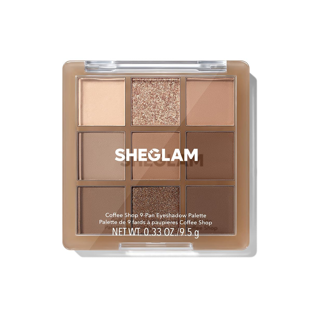 Sheglam Eyeshadow Palette 9-Color Ultra-Pigmented Shimmer & Matte Shades, Vegan & Cruelty-Free-Coffee Shop