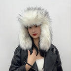 Furry Russian Hats Y2K Fur Trapper Hat Winter Faux Fur Soft Warm Ushanka Earmuffs Ear Flap Hat
