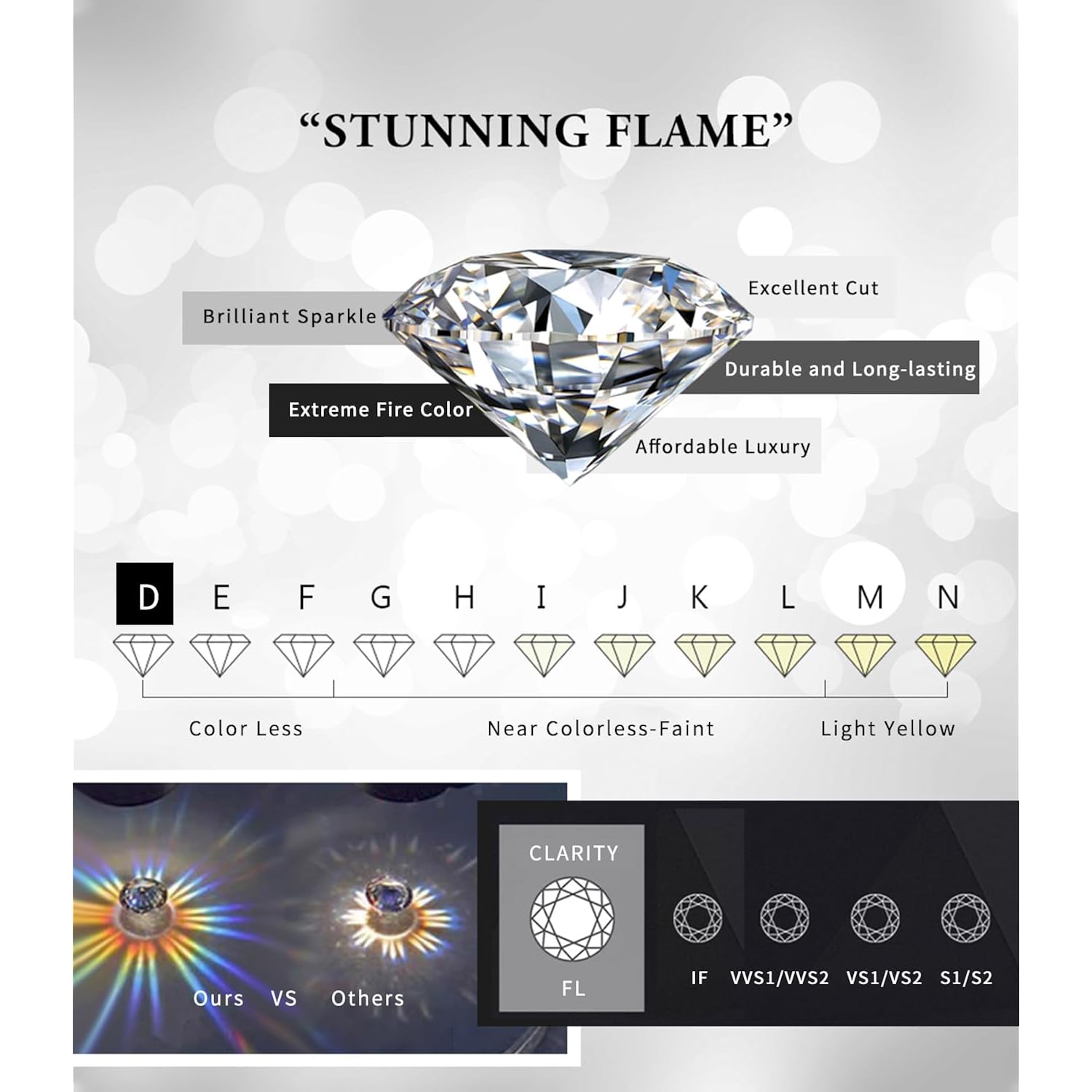 "STUNNING FLAME" 18K Gold Plated Silver Brilliant Cut Simulated Diamond Cubic Zirconia Stud Earrings