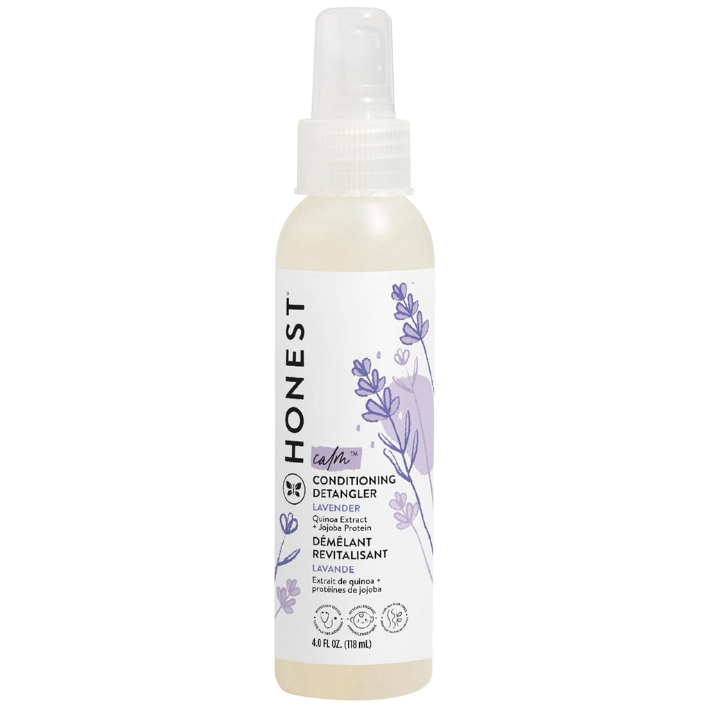 The Honest Company Conditioning Hair Detangler, Leave-In Conditioner and Fortifying Spray, Tear Free, Cruelty-Free, Hypoallergenic, Lavender Calm, 4 Fl Oz