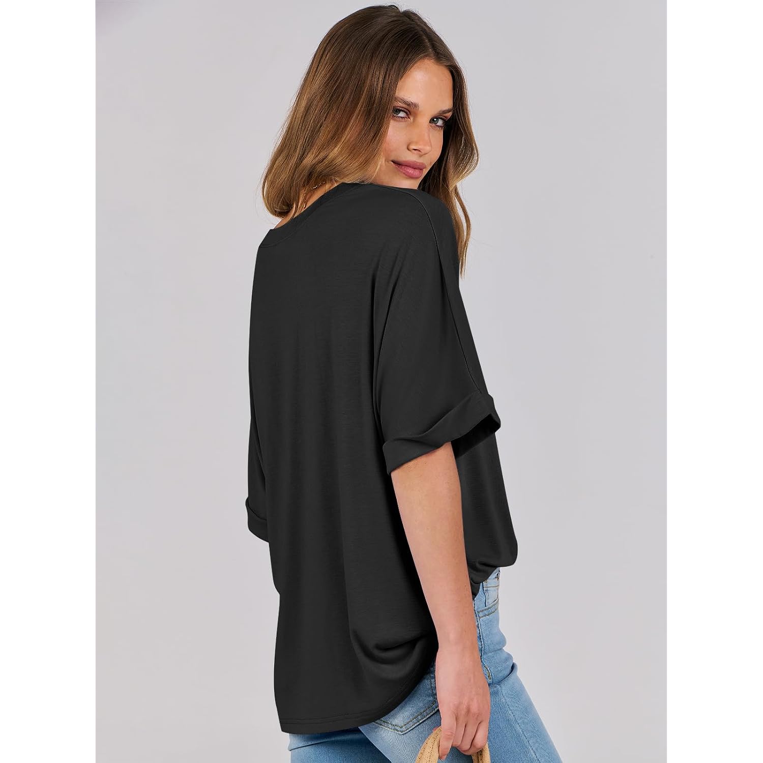 Anrabess Womens Tops Oversized T Shirts Short Sleeve Crewneck Summer Casual Loose Basic Tee Shirt 2026 Trendy Fashion Clothes