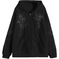 Zip Up Hoodies Y2K Jacket Graphic Gothic Jackets Grunge Cross Hoodie Baggy Streetwear Emo Sweater Aesthetic Clothes