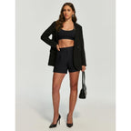 Womens Shorts Dressy Casual Elastic High Waisted Summer Wide Leg Business Lounge Trouser Dress Shorts with Pockets