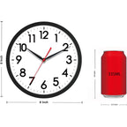 Akcisot 8 Inch Wall Clock, Battery Operated Analog Clock, Silent Non-Ticking, Ideal For Bedroom, Bathroom, Kitchen, Office And School, Black